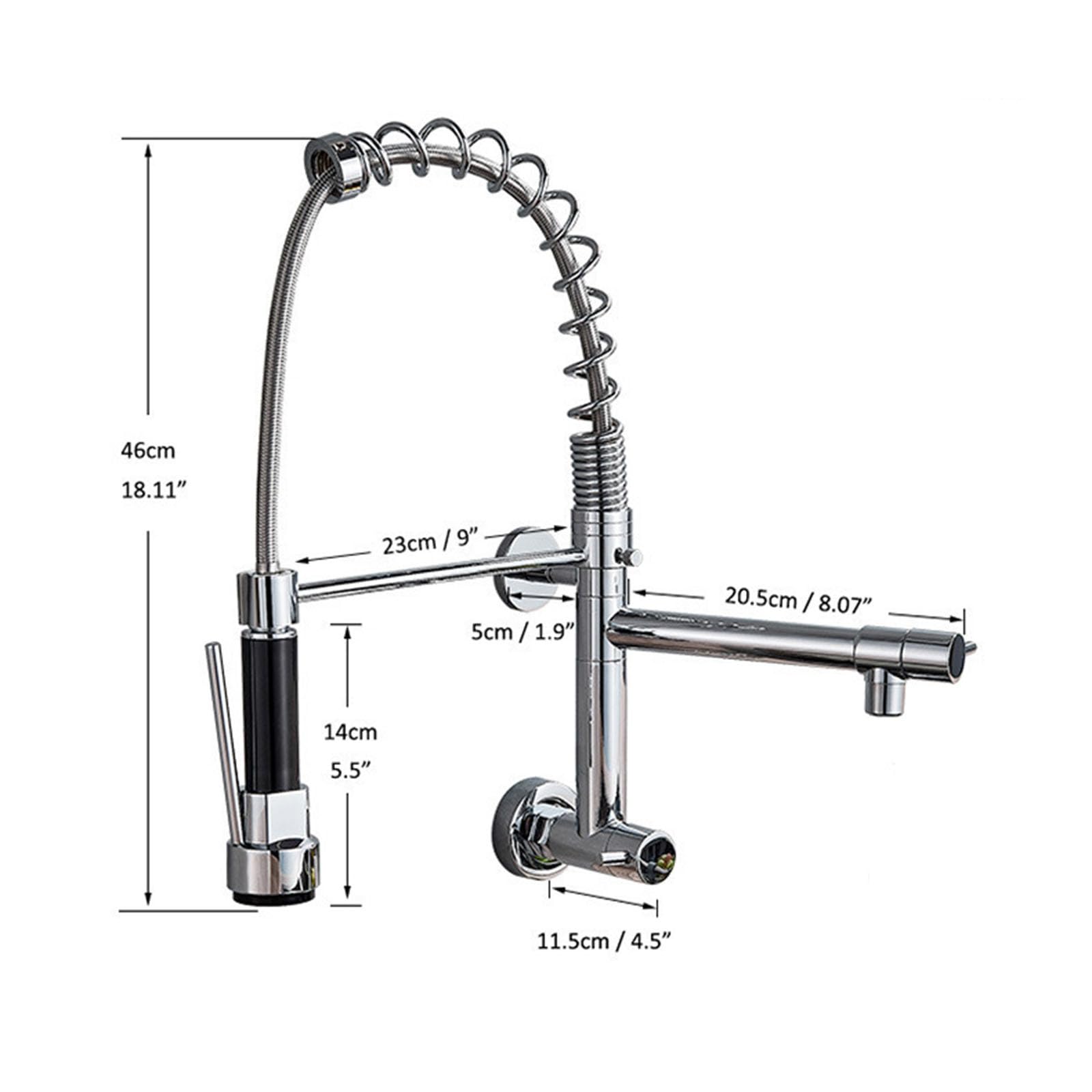Grifo Fregadero Extensible Monomando Cromado Grifo de Agua Fría de Pared de Muelle,cromado
