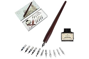 Calligraphy Pens Set, Wooden Dip Pen Handcrafted Calligraphy Set with 2 Nibs...