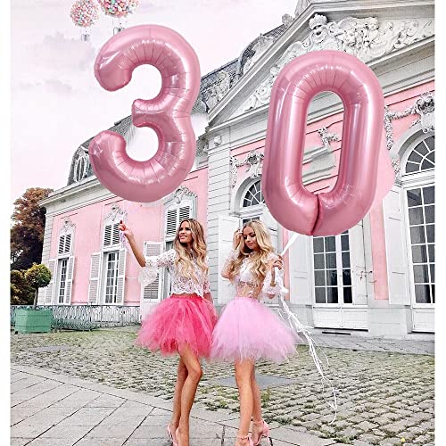 Image of TONIFUL 40 Inch Light Pink Large Numbers 0-9, Number 3 Digital 3 Helium Balloons, Pink Foil Mylar Big Number Pastel Balloons for Birthday Party Anniversary Supplies Decorations