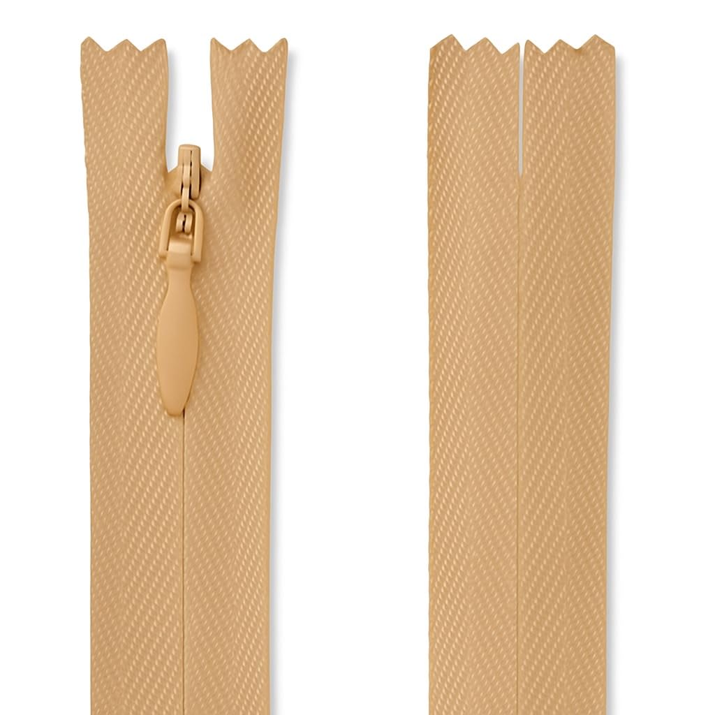 Invisible Zip Beige 9" (23cm) - Concealed Closed-End Nylon Zipper for Sewing & Dressmaking: Skirts, Dresses, Cushions, Costumes & Alterations by Giddy Square — image 1