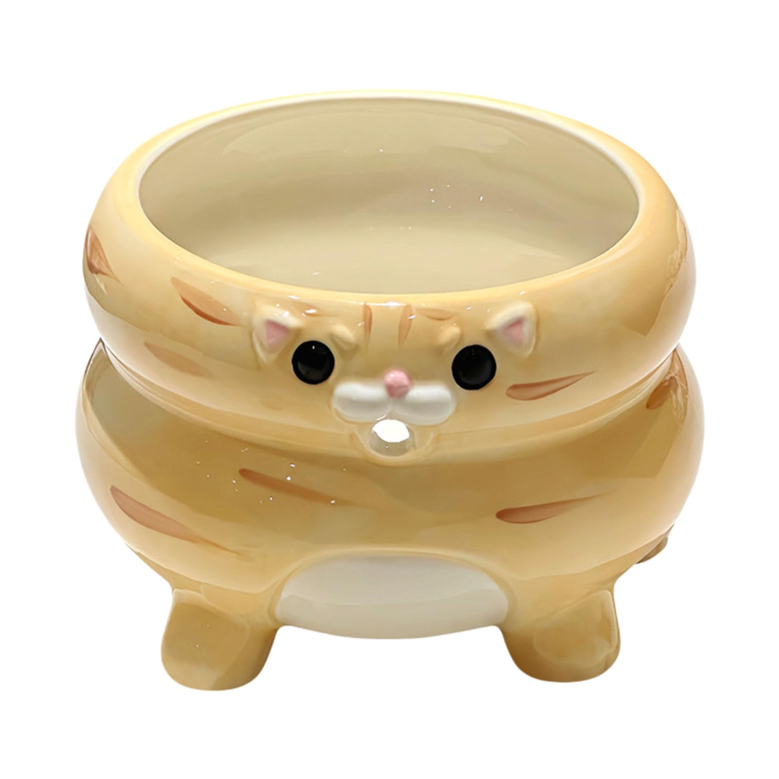 TFAOYS Large Capacity Handcraft Clay Yarn Organizers Featuring Japanese Styles Kitten Pattern Home Decoration Storage