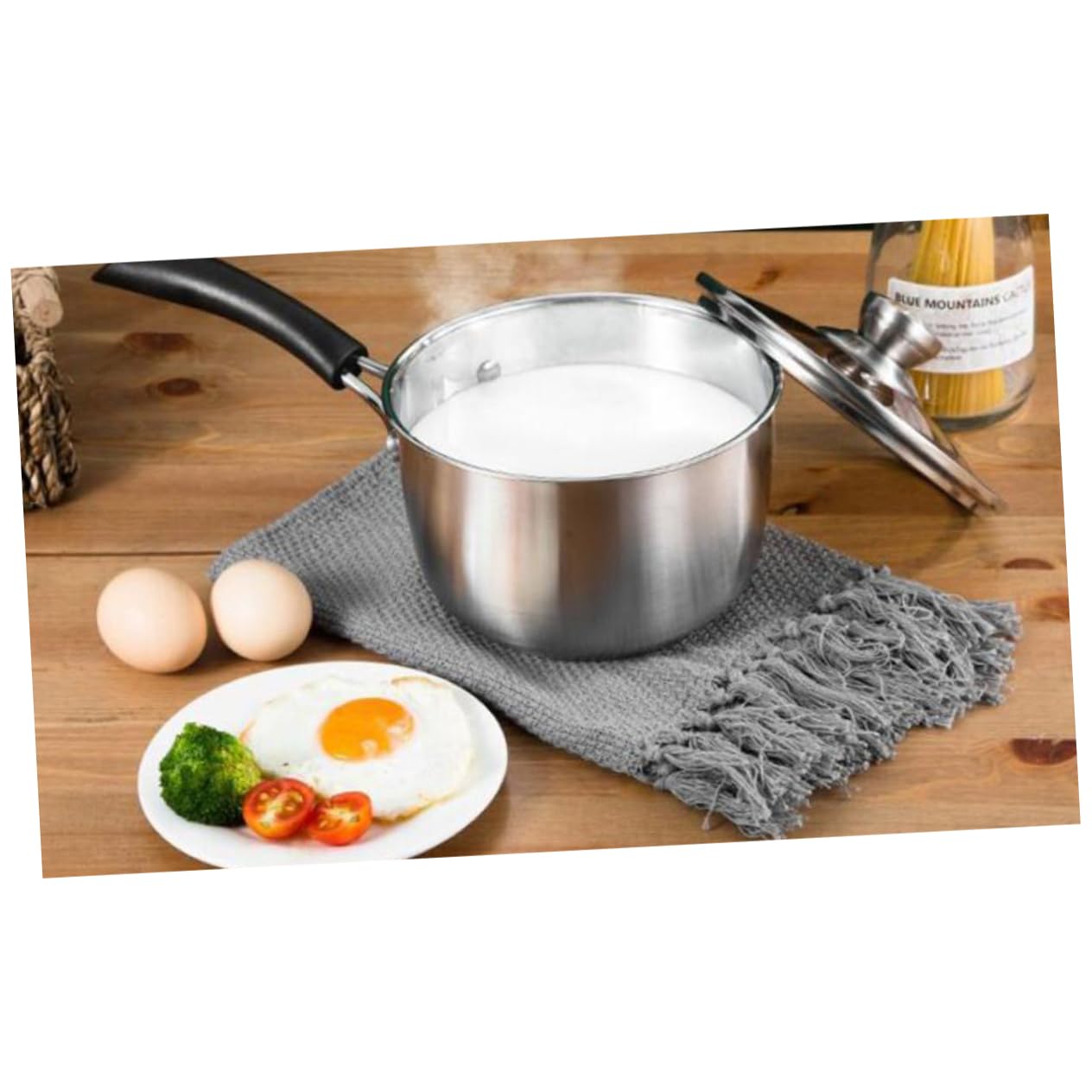 COLLBATH Stainless Steel Stockpot Lid for Kitchen Pot Long Handle Soup Pot with Glass Lid for Cooking