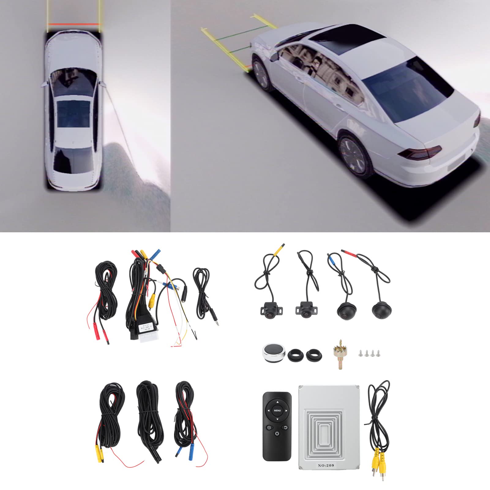 Telecamera di Parcheggio di Telecamere Circostanti a 360 Gradi Visione Notturna Impermeabile 170 ° Grandangolare Universale per la Retromarcia