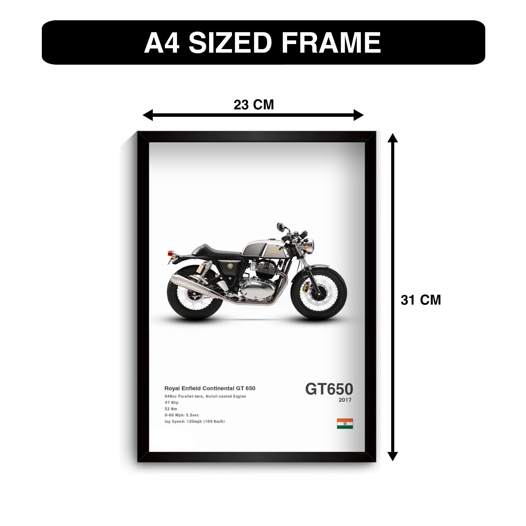 GT 650 Continental Bike Poster for Wall Photo Frame, Modern Wall Framed Paintings for Office, Dining, Living Room Decoration (Framing with Leminated Photo) SK Gallery 8 x 12 (inch), Wall Photo Frame/Bike Poster Photo Frame) (CLEAN) 3