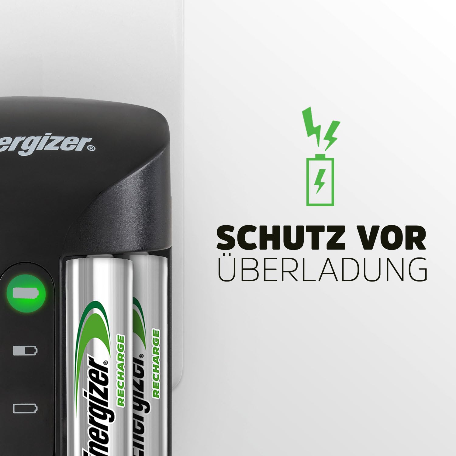 Energizer Recharge Pro - Batterieladegerät für Wiederaufladbare Akku AA und AAA NiMH - 4 AA 2000 mAh Batterien inbegriffen - 4 Stunden Ladezeit - automatische Abschaltung und der Überladungsschutz