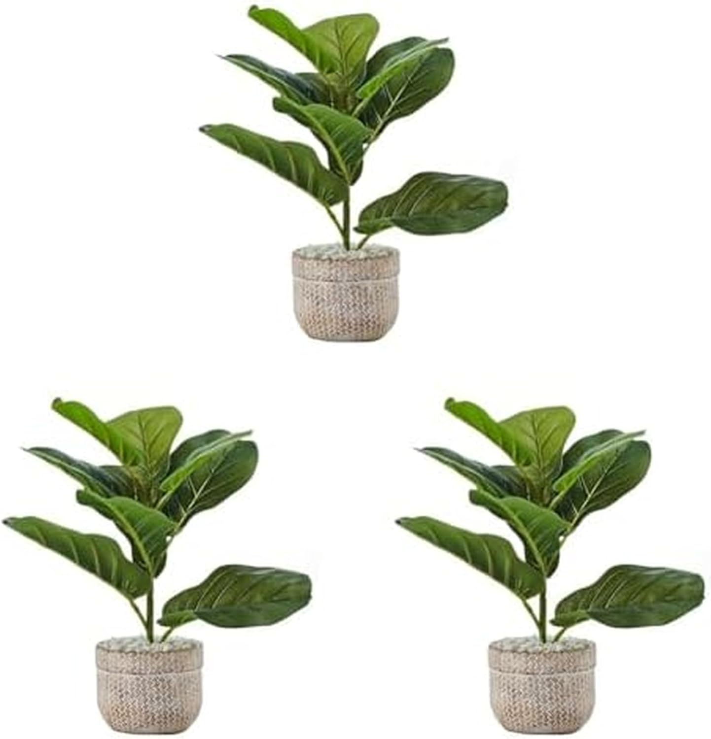 Elements Artificial Fiddlehead Plant 15 Inch Faux Greenery in Modern Pot with White Rocks - Realistic Soft-Touch Plastic Indoor Fake Plant for Home Office Decor