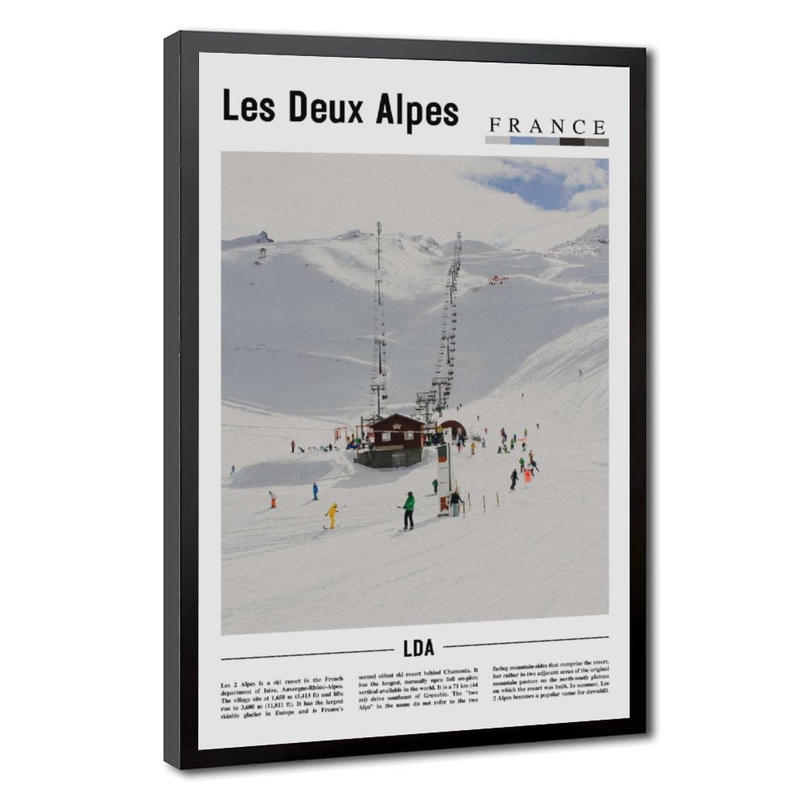Wcyb Black Frame Les Deux Alpes Isère France Scenery Travel Prints Posters Canvas Deco Paintings Wall Art For Office Hangable Frame 16" L X 24" W