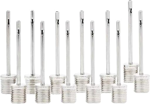 12 Pack Ball Pump Inflation Needles, Universal Air Pump Needle Adaptors for Basketball, Football, Volleyball, Soccer, Rugby and All Inflatable Sports Balls Silver