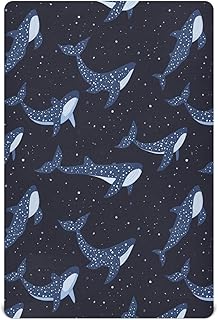 Caikeny Custom Fitted Crib Sheet for Boys Girls Whale Sharks Baby Crib Sheets Navy Blue Bassinet Sheets Crib Mattress Bed Sheets for Toddler Newborn Infant 27 x 39 in