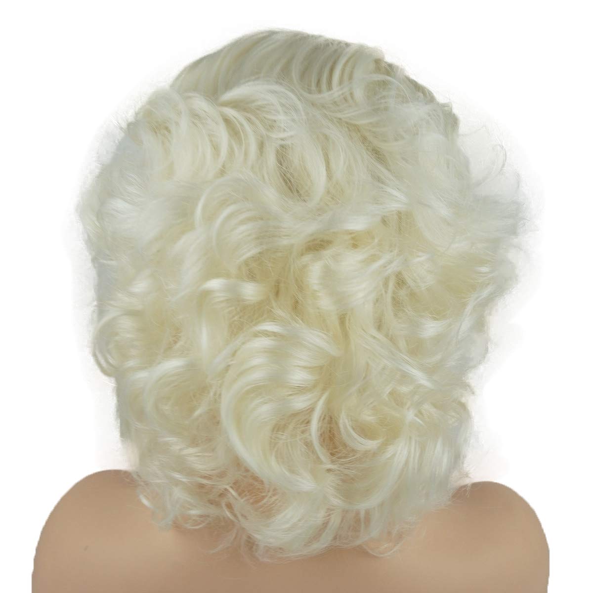 Hair Wavy Short 10inch Light Blonde White Mix Heavy Density Half Hand Tied Realistic Synthetic Lace Front Wigs