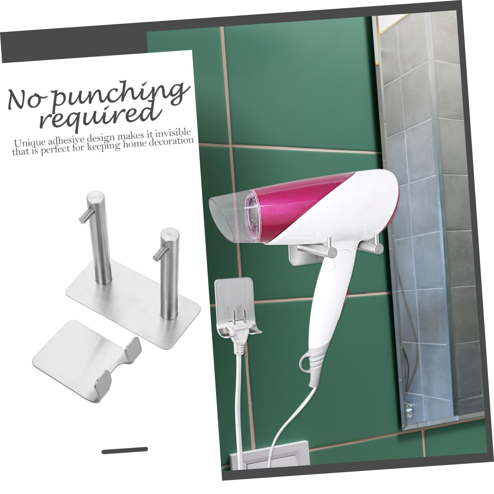 Alipis 3sets Per Asciugacapelli Da Muro Acciaio Inossidabile Portasciugacapelli Facile Da Installare Per Bagno e Design Leggero e Antiruggine Compatto e