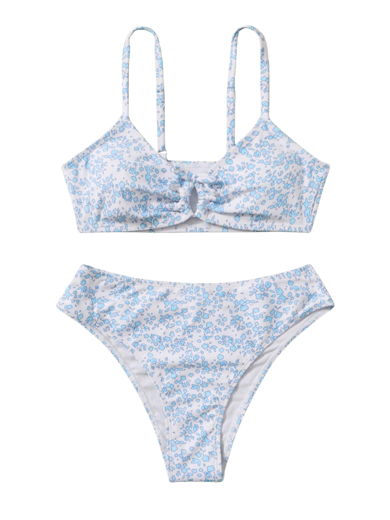 COZYEASE Girls' 2 Piece Ditsy Floral Print Triangle Bikini Swimsuit
