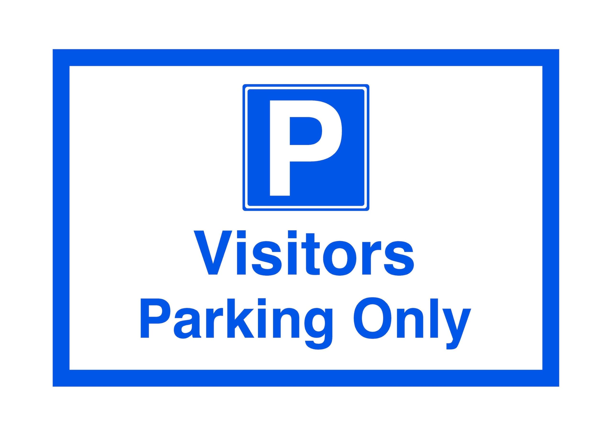 Visitors parking only - Safety sign- 3mm Aluminum Dibond for indoor/outdoor usage (300mm x 200mm) 7m Viewing Distance.