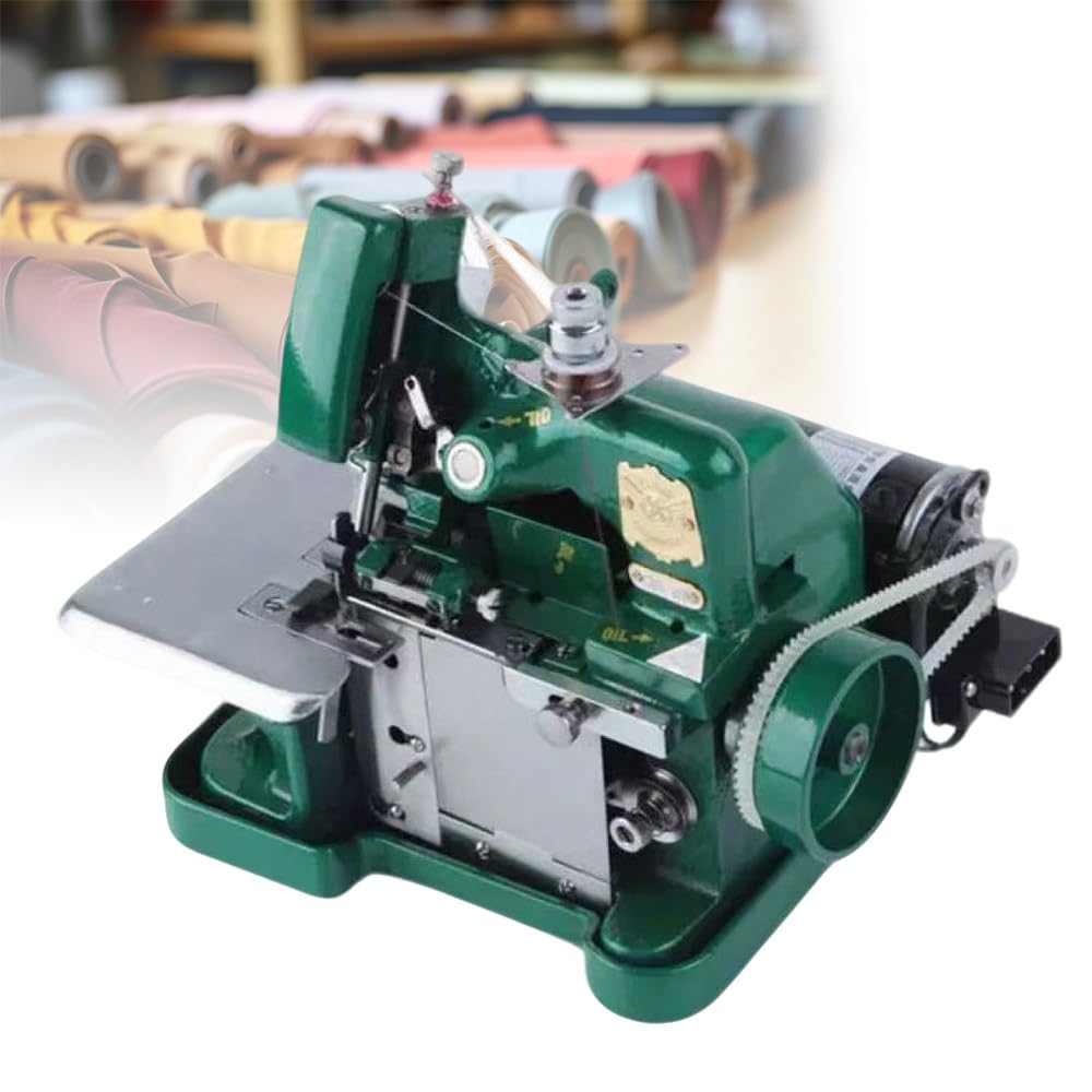 ShaiVrissian High-Speed Industrial Overlock Sewing Machine,Machine Serger Industrial,Auto Fabric Trimming,Presser Foot Lift 4mm,For Thick Fabrics and Professional Seam Finishing Green