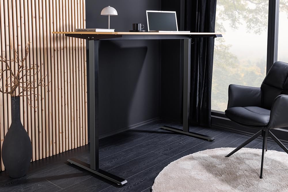 Schreibtisch Oak Desk - 160cm - schwarz Natur - Holzwerkstoff | 100 kg Belastbarkeit, stabiles Gestell, höhenverstellbar, hoher Komfort, modernes Design