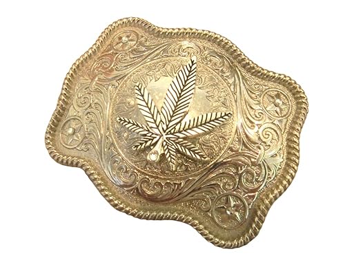 Pot Leaf Belt Buckle, Marijuana Accessories, Cannabis Smokers Gift, Weed Gifts (Without Corner Rhinestones)