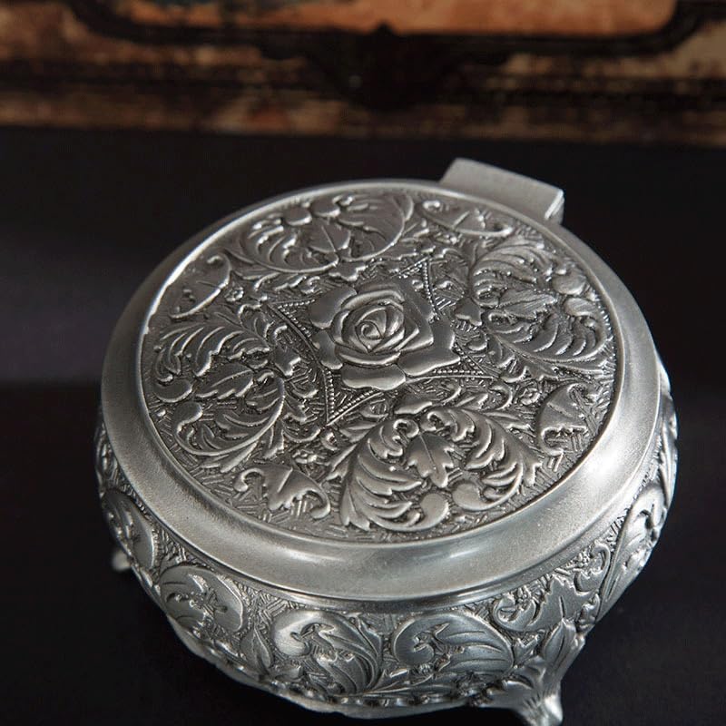 Boîte à bijoux vintage en zinc doré et ciselé style rétro - 5