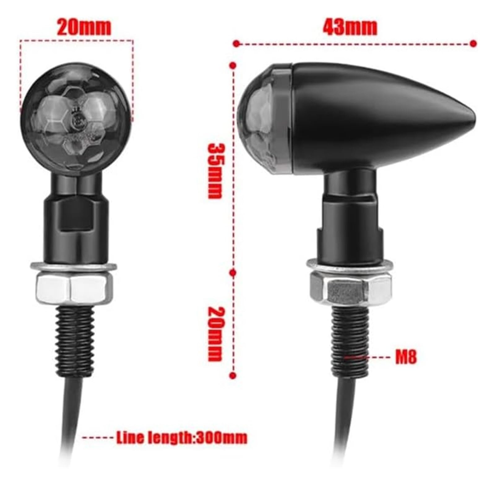 QWQNMC Indicatore Direzione Moto 12V 8mm Moto Freccia Indicatore di Direzione Lampada Luci Frecce Lampeggianti(4PCS)