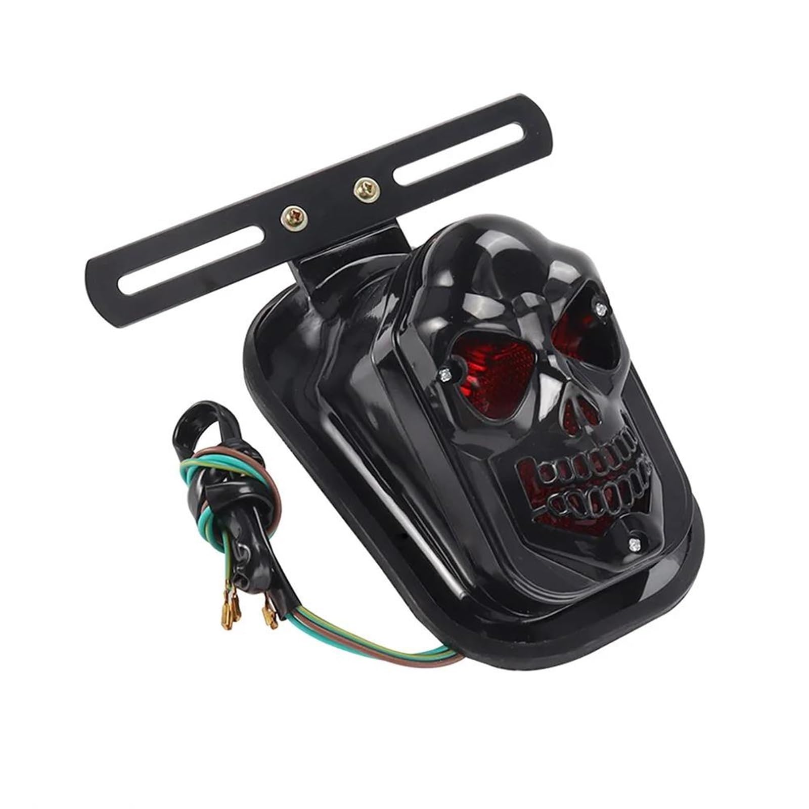Moto Luce Luce Posteriore Per Motocicletta Con Teschio, Luce Freno, Targa, Per Suzuki Chopper, Per Cafe Racer, Fanale Posteriore Per Moto(Black)