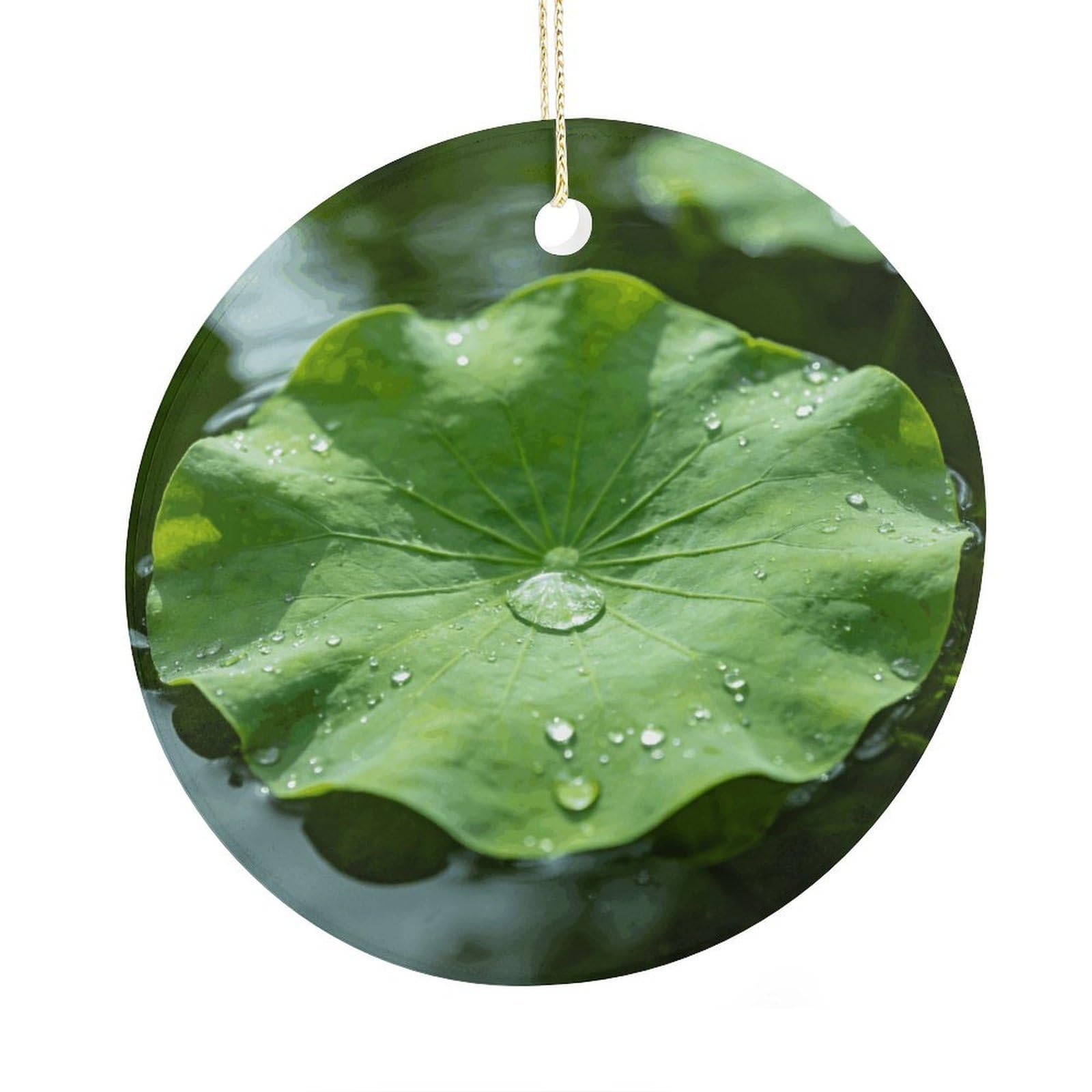Fodpand Women's Style Green Lotus Leaf Ceramic Christmas Ornament,Wall Hanging Decor Windows Hanging Decor Best Friend Birthday Gifts, Friendship Gifts Car Hanging Ornament Gift For Girls, Teachers 2.9 In