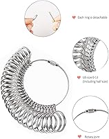 Vista 4 de Meowoo Juego de herramientas de medición de anillo, medidor de anillos con lupa, herramientas de medición de mandril de anillo sólido cónico