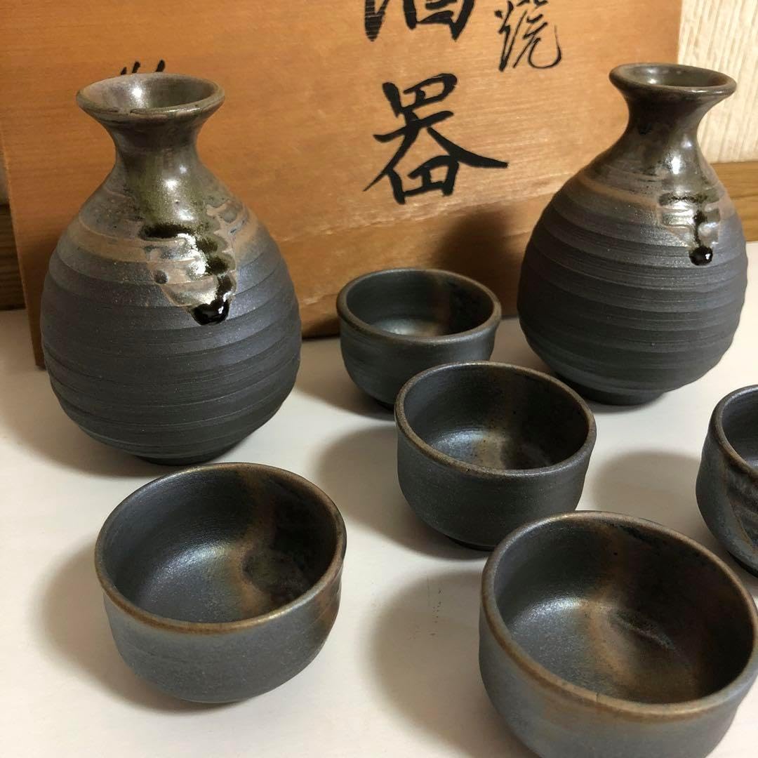 Chi　備前焼　酒器セットA.B.D　徳利　ぐい呑　3セット Chi 備前焼 酒器セットA.B.D 徳利 ぐい呑 3セット Chi 備前焼 酒器