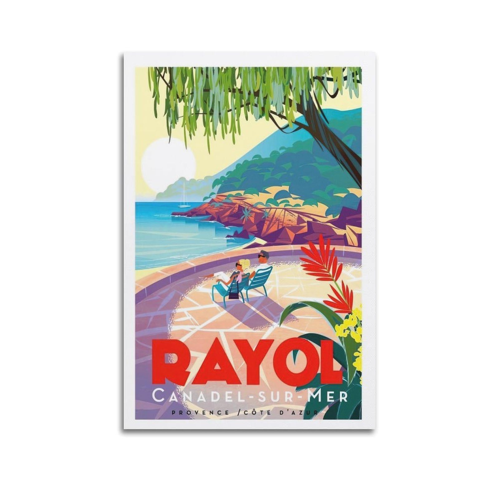 DLJGDS Vintage Travel Poster Rayol-sur-mer Canada Decorative Painting Canvas Wall Posters And Modern Family Bedroom Decor 20x30inch(50x75cm)