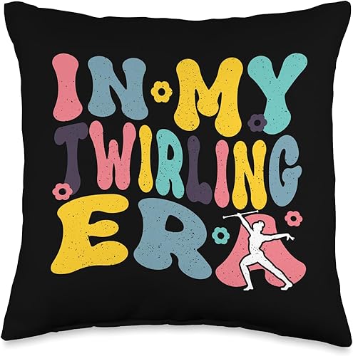 Baton Twirling Majorettes Cute Baton Design In My Twirling Era Throw Pillow, 16x16, Multicolor