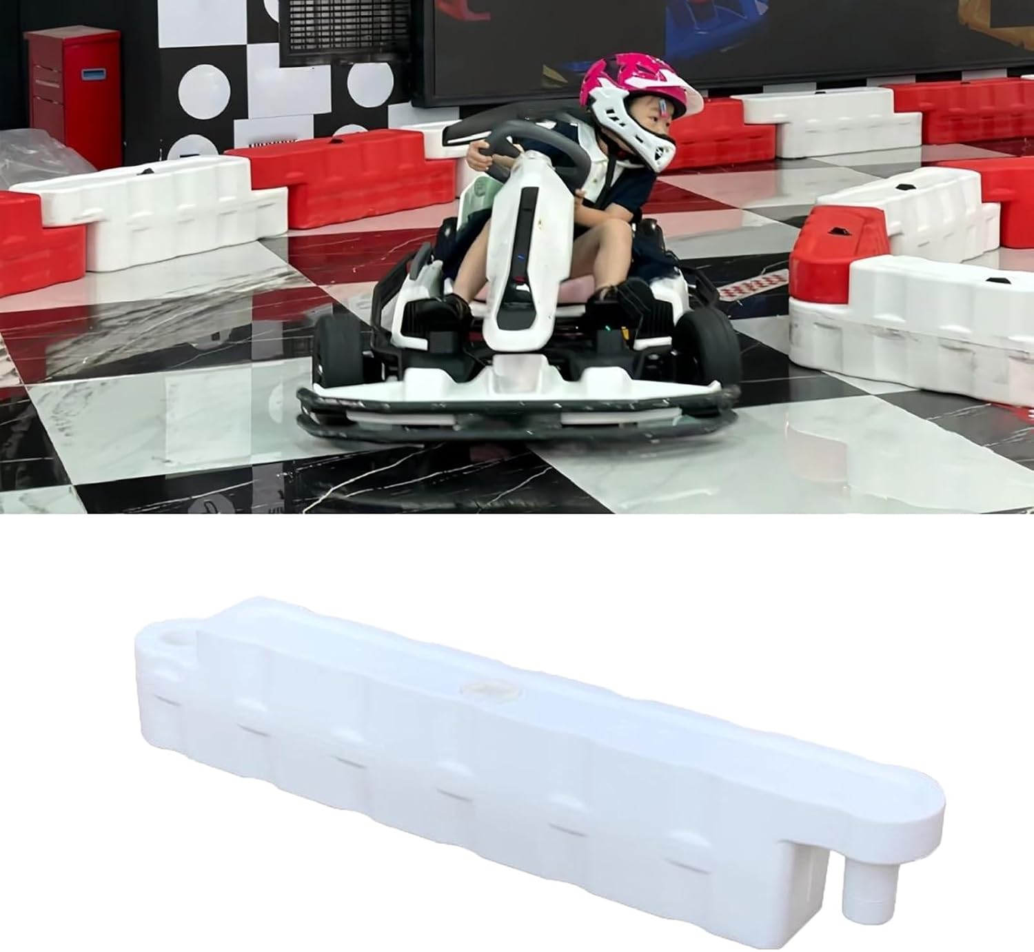 Go Kart Bumper Car Race Track Barrier, Water-Filled Fence for Amusement Parks & Malls, Easy Install 2 Pcs White Small Runway Protection