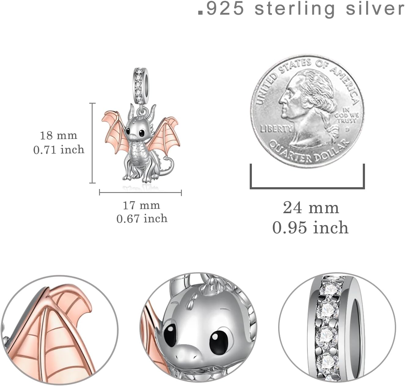 Cute Animals Charms 925 Sterling Silver Highland Cow/Dragon/Axolotl/Raccoon/Whale/Turtle/Cardinal/Hummingbird Charms for Bracelets for Women Cute Animal Charm Beads for Jewelry Making - Image 6