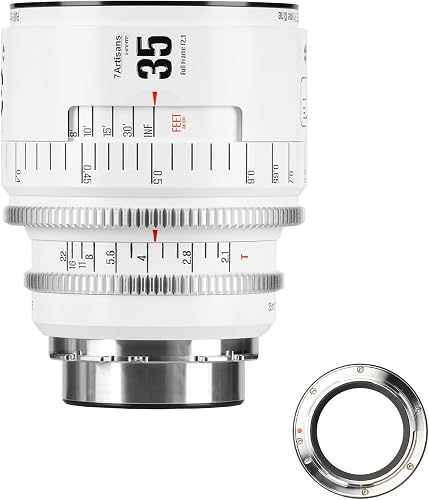 7artisans 35mm T2.1 Infinte Series Professional Full Frame Manual Cine Lens Compatible for PL Mount for Photography Filmmaking,White