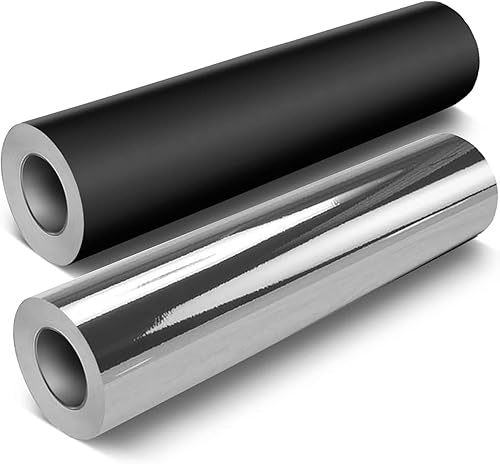 VViViD DECO65 - Paquete de 2 rollos de papel de vinilo cromado brillante y negro mate, 2 rollos (7 pies x 11.8 pulgadas), M0