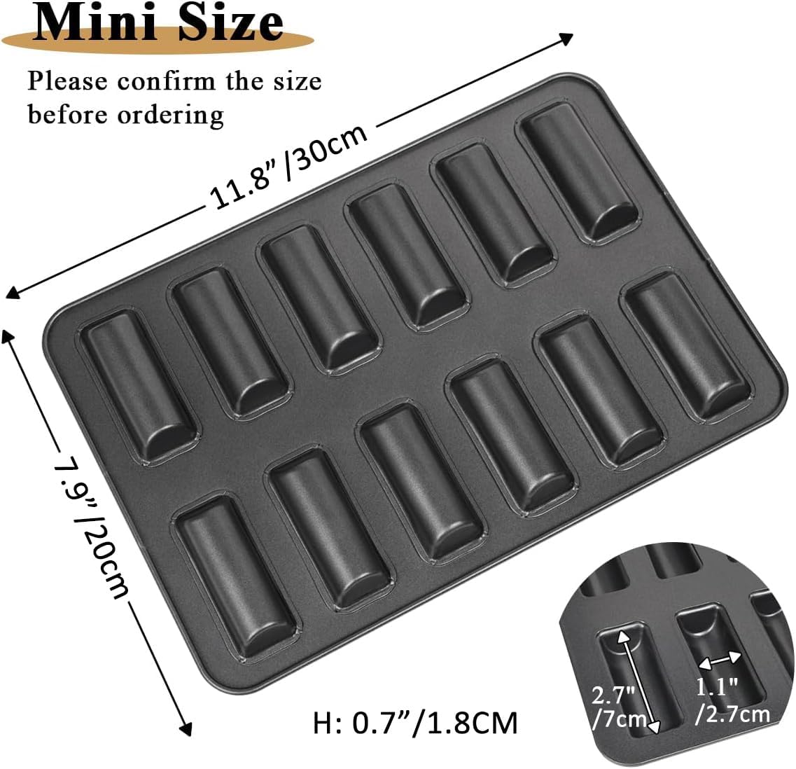 12 Cup Financier Cake Baking Pan Mini Banana Bread Loaf Cream Canoe Granola Bar Cornbread Nonstick Small Muffin Cupcake Madeleine Cookie Tin Tray Mold