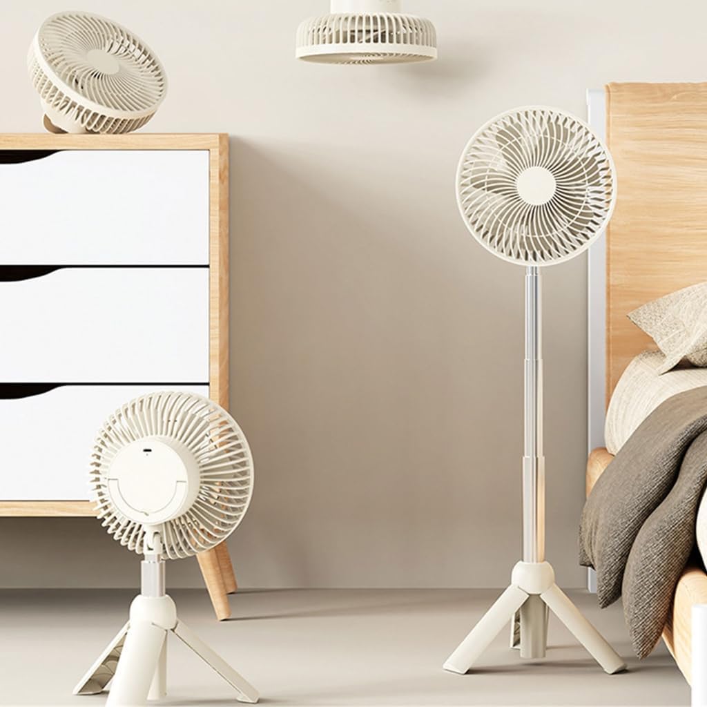 Tripod Camping Ceiling Table Fan Floor Stand Cooling Fan Rechargeable