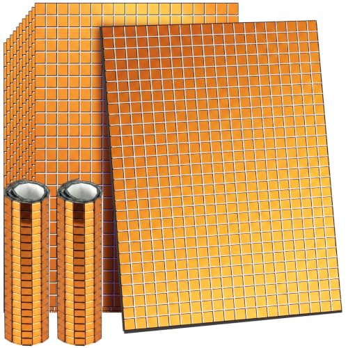 10800 Pieces Orange Disco Mirror Tile Self-Adhesive Mirrors Mosaic Tile