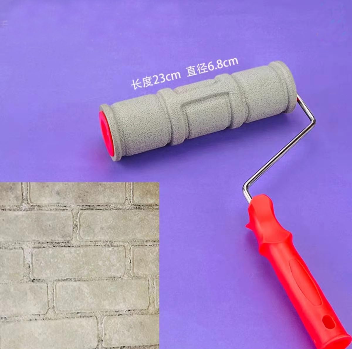 Rodillos De Pintura Rodillo de pintura con textura de ladrillo de imitación de goma de 10 pulgadas, herramienta de pintura con efecto de grano con mango, herramienta de decoración de pared DIY EG724T