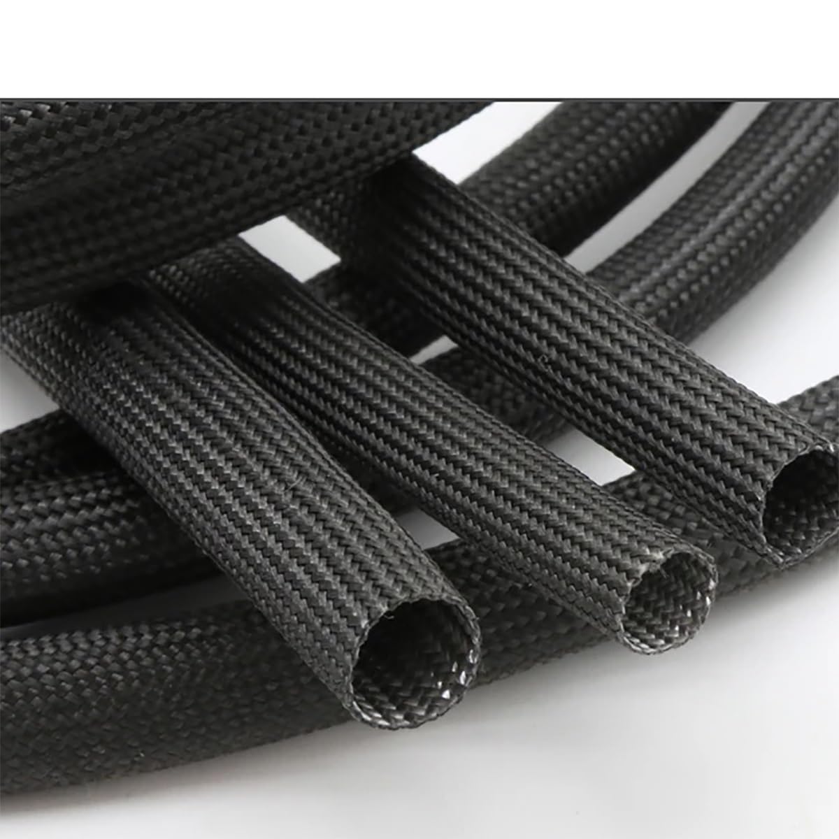 LOMNCHSG Wire Insulation Braid Fire Sleeve, Braided Fiberglass Sleeve 5 Meters 600°C Black White 1-3mm(Black,3mm)