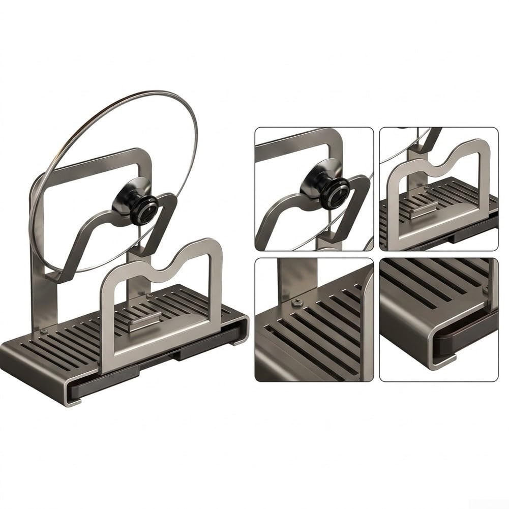 Support de couvercle de casserole en acier inoxydable réglable Organiseur