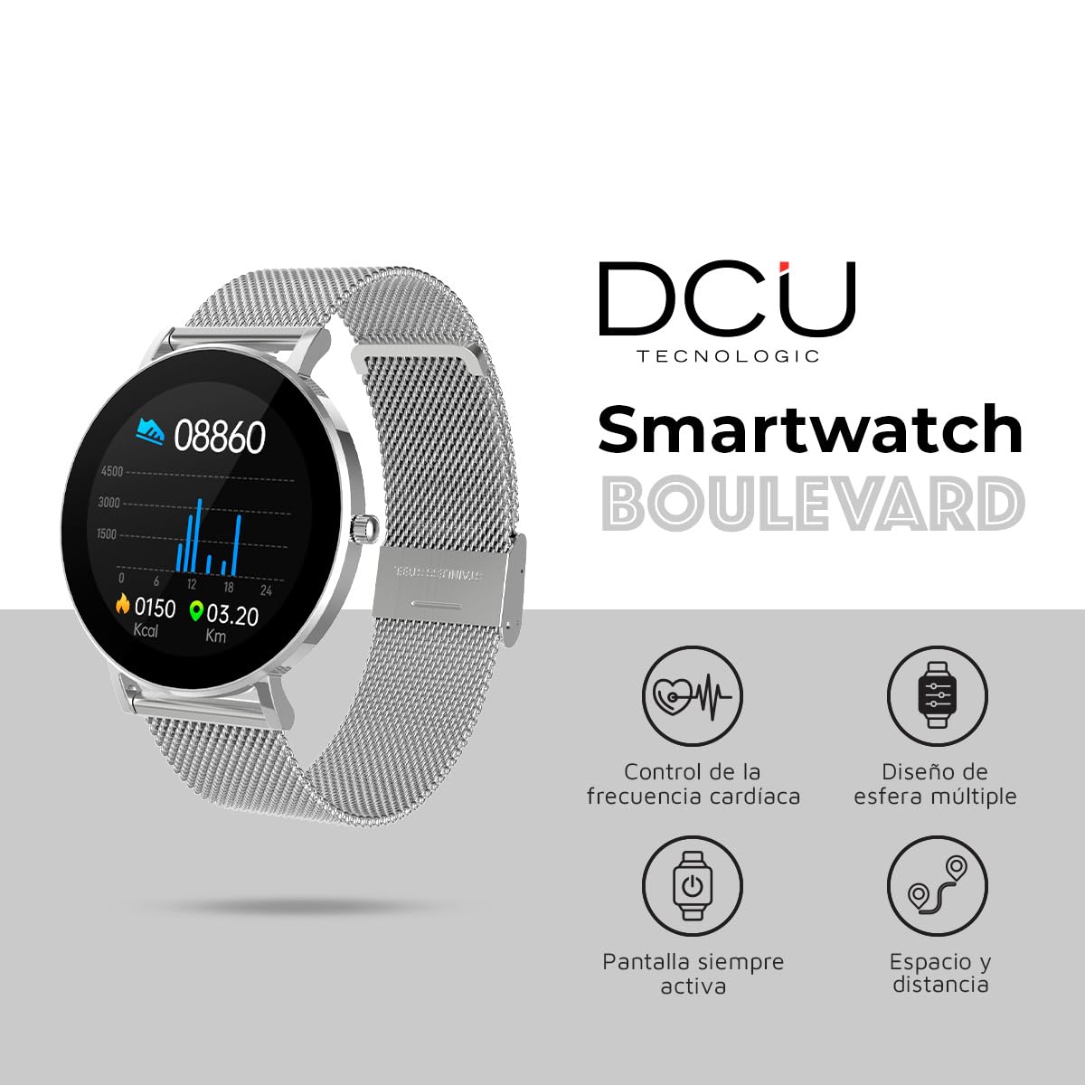 DCU Smartwatch Boulevard Silver/Smartwatch 1.3"