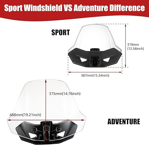 Miniatura 9 de A & UTV PRO Parabrisas oscuro tintado ajustable de 3 pulgadas para Can Am Ryker 900 600 Sport & Rally Edition, deflector de viento delantero