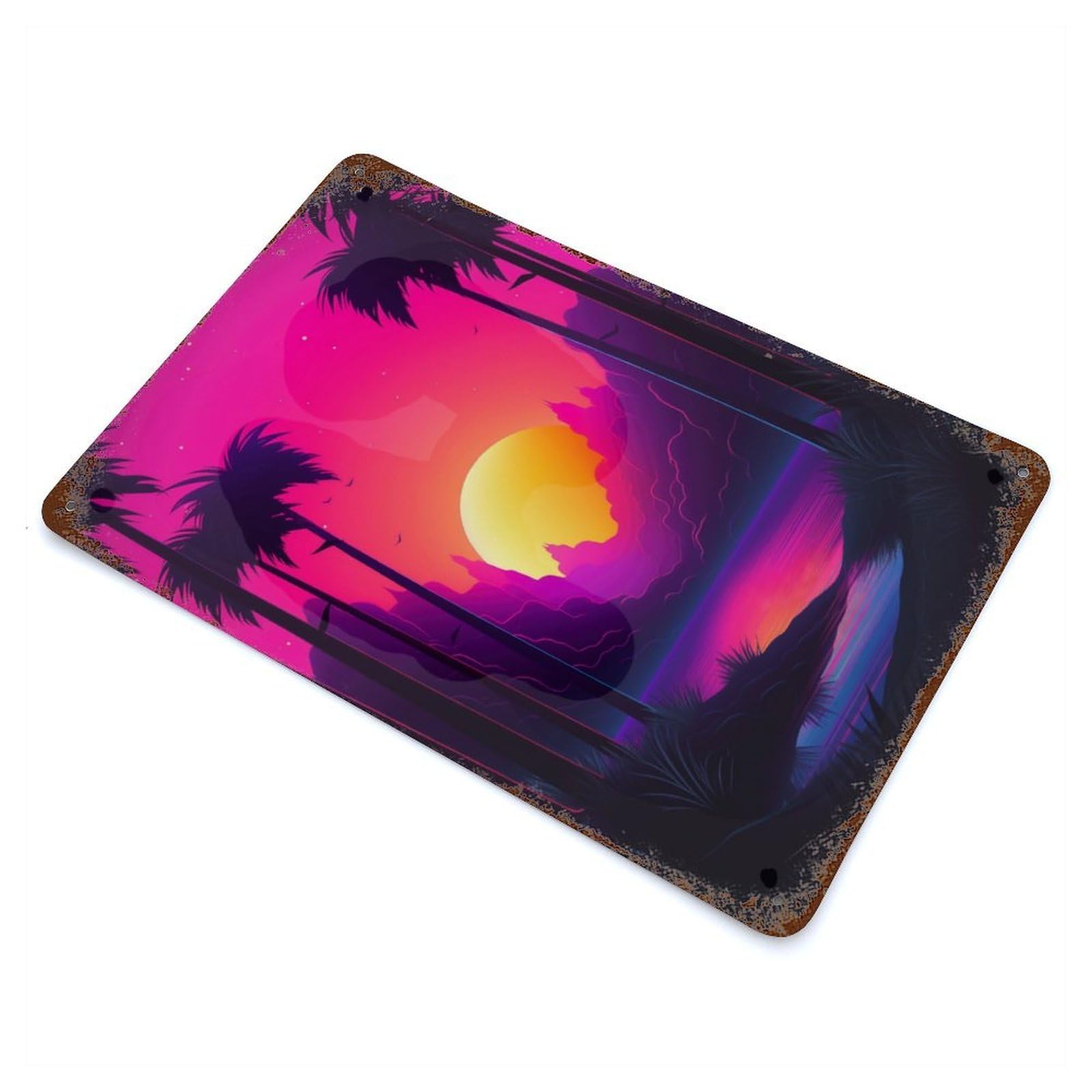 Neon Retrowave Rhapsody Rustic Tin Plaque 11.8"x7.9", for Living Room, Hallway And Home Decor, Decorative Metal Wall Art