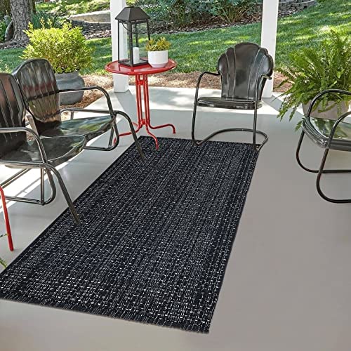 Seavish Modern Area Rug 3'X5' Black Cotton Woven Rug Farmhouse Clearance Laundry Room Mat Bathroom Runner Rugs Entryway Rug Rustic Home Decor Neutral Rug For Bedroom Living Room Patio Doorway #TOP2