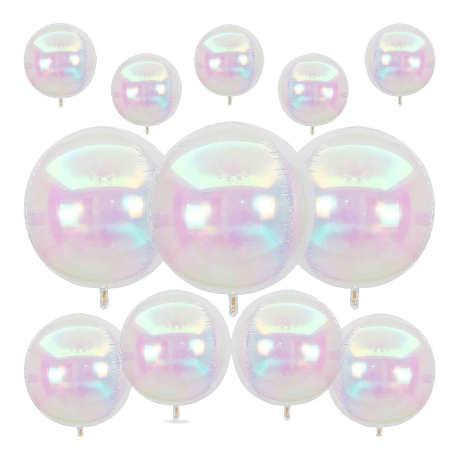 12Pcs Iridescent Balloons, Giant 4D Clear Ball Balloons With Holographic Rainbow Design, Round Foil Balloons For Birthday Wedding Party Decorations