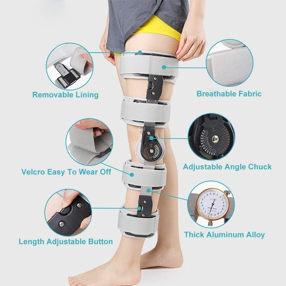 Rodilleras menisco y ligamento para Artritis Soporte ortopédico de la rodilla con bisagras de la rodilla ajustable splint rom ortesis estabilizador inmovilizador de inmovilizador postoperator de la ar