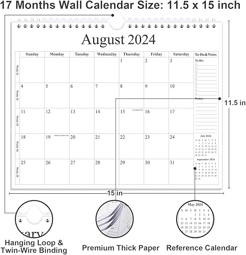 Miniatura 3 de Calendario 2024-2025  Calendario de pared 2024-2025 de enero de 2024 a junio de 2025, calendario de 18 meses con papel de primera calidad,