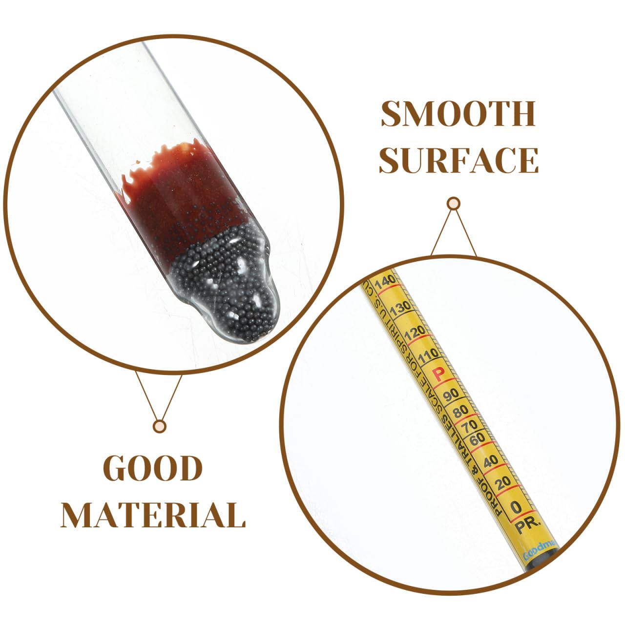 Idrometro per Alcol in Vetro 0-200 Proof Misuratore di Alcol per Vino E Liquori Strumento Preciso per Produzione Artigianale Casa E Industria 10.63In