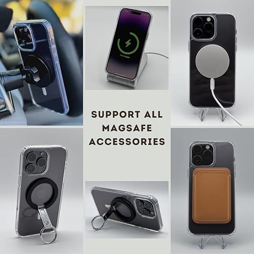 Miniatura 6 de PTz Worlds Funda para iPhone 14 ProMax, fuerte magnética para iPhone 14 Pro Max de 6.7 pulgadas, transparente compatible con MagSafe, protección