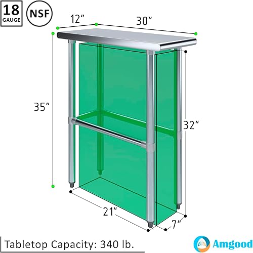 Vista 147 de Mesa de trabajo de acero inoxidable AmGood