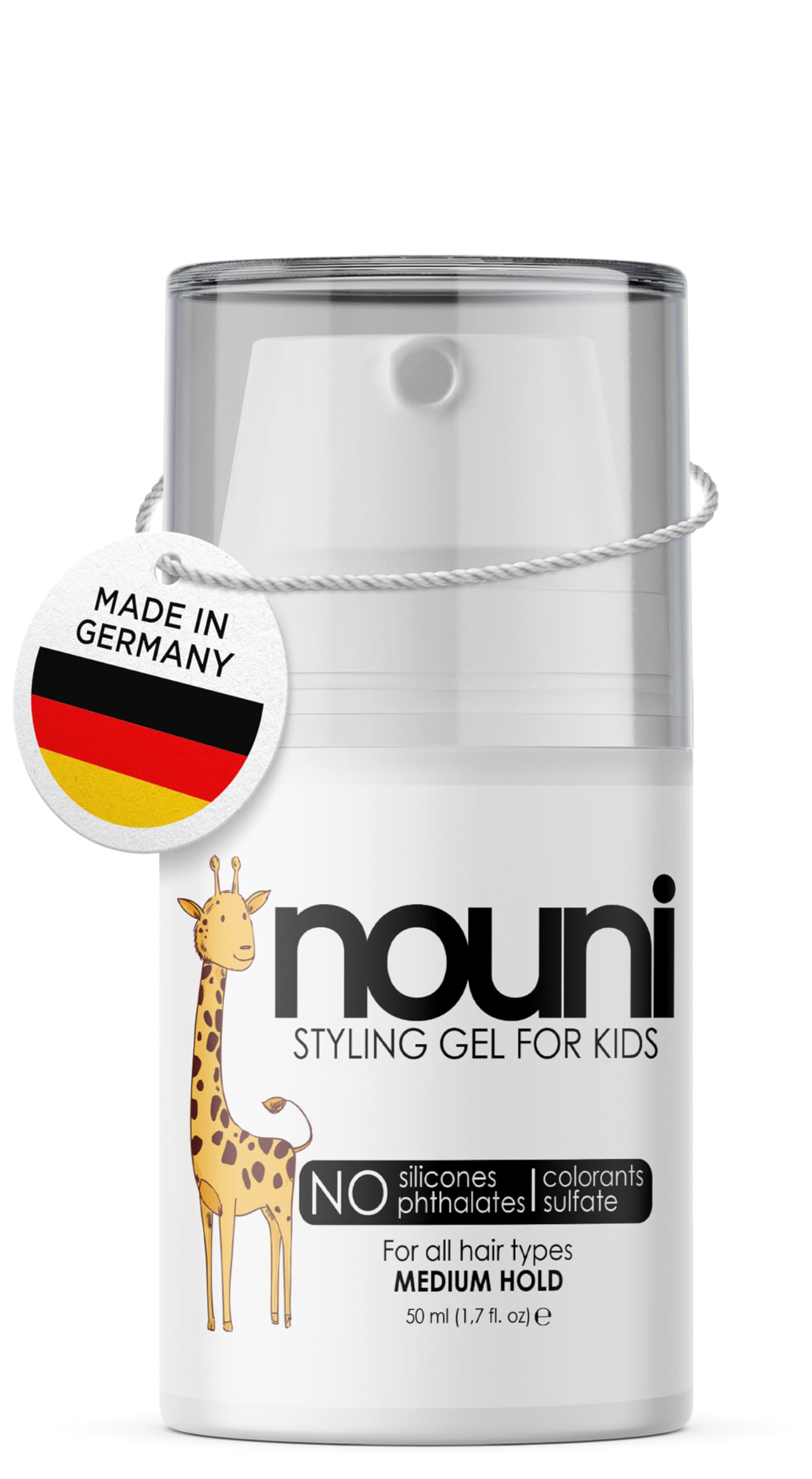 Haargel für Kinder | ohne Parabene, Silikone, Farbstoffe | vegan | Made in Germany | Styling Gel für alle Haartypen | nouni kids | 50ml