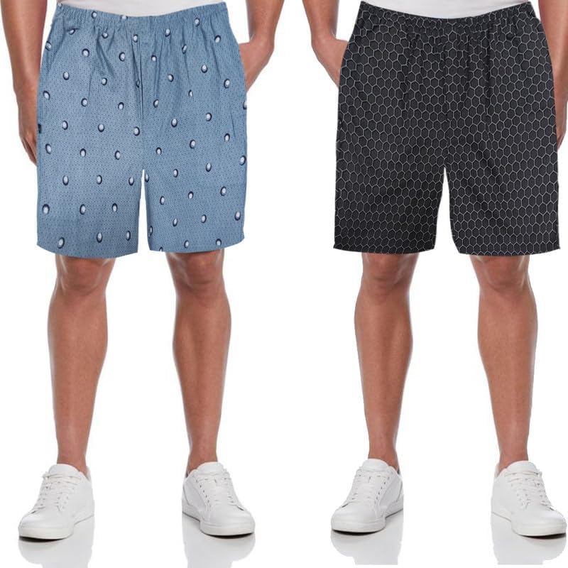 Image of Men's Cotton Shorts Waistband, Zip Fly, 1 Zip Pocket, Back Pockets (Pack of 2)